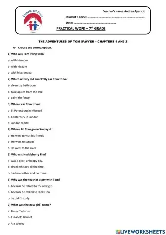 Tom Sawyer chapters 1 and 2