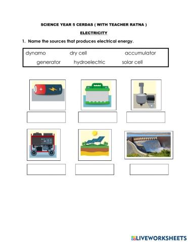 Electricity ( Sources and electrical components ) Science Year 5