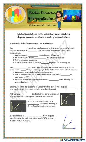 1.A.1.a Propiedades de rectas paralelas y perpendiculares (secantes y perpendiculares parte 1)