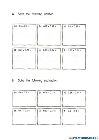 Addition and subtraction of decimal
