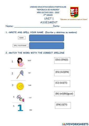 Assesment unit 1 3º grade