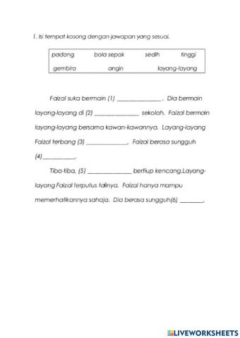 Lengkapkan karangan Tahun 2