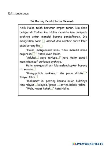 Edit Tanda Baca Tahun 2
