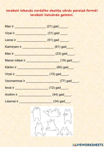 Akuzatīvs + skaitļa vārdi