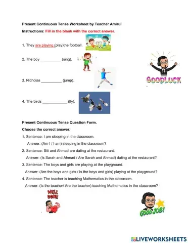Present Continuous Tense Year 5 Amal