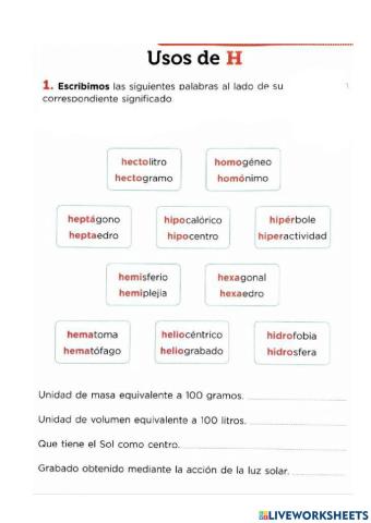 Uso de la H