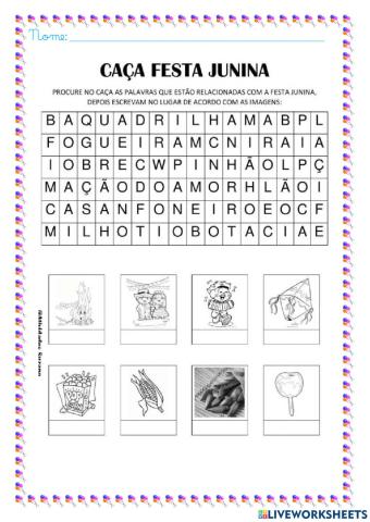 Caça palavras juninas