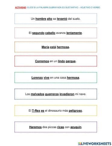 Tipos de palabra en la oración