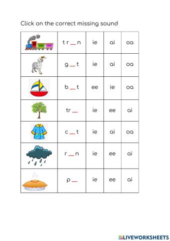 Jolly Phonics: ie, oa, ee, ai