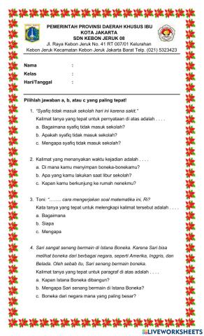Soal evaluasi siklus 3