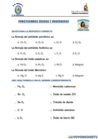 Práctica óxidos y anhídridos