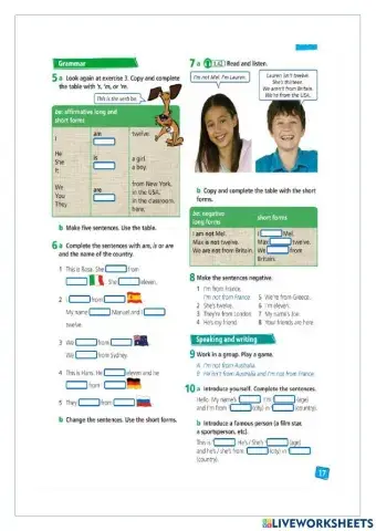 Verb to be affirmative and negative