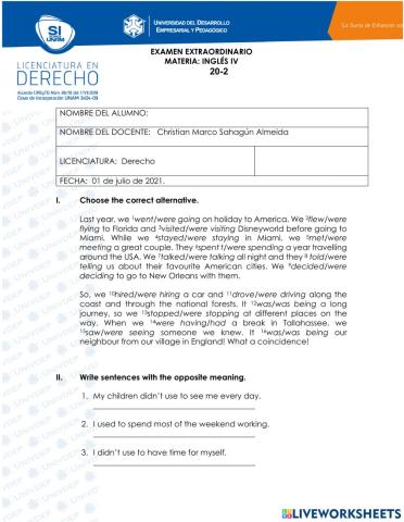 Pre-intermediate Examen Extraordinario