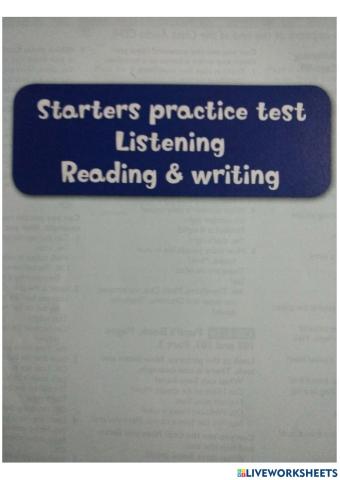 Starters practice test: Reading
