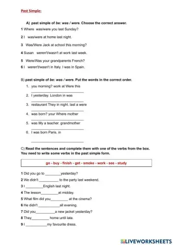 Past simple (all forms)