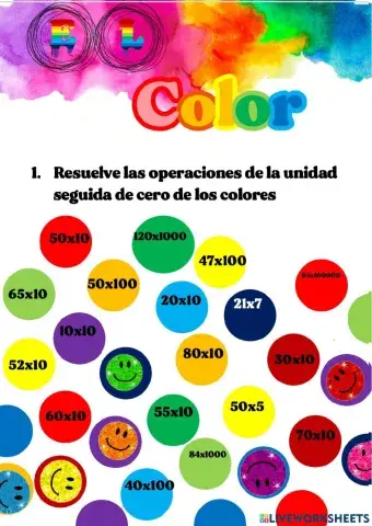 Multiplicaciones - Multiplicaciones por la unidad seguida de cero