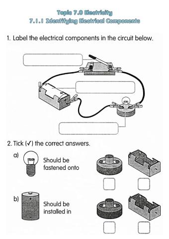 Science Year 2 PdPRW21 Monday 30.06.2021 - Unit 7 Electricity - Electrical Components