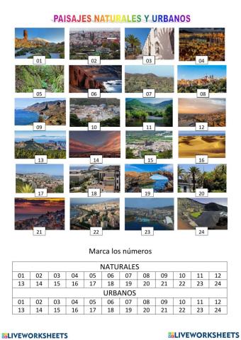 Indicar si es paisaje rural o urbano.