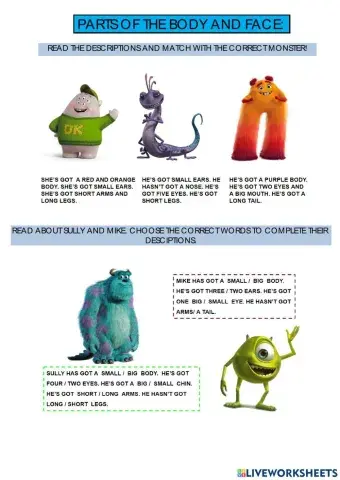 Parts of the body and face