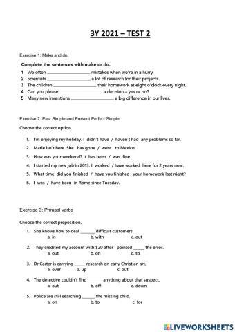 3Y - Test 2 - Lesson 2