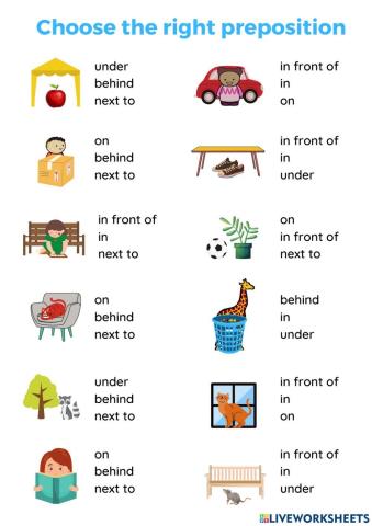 Choose the right preposition of place