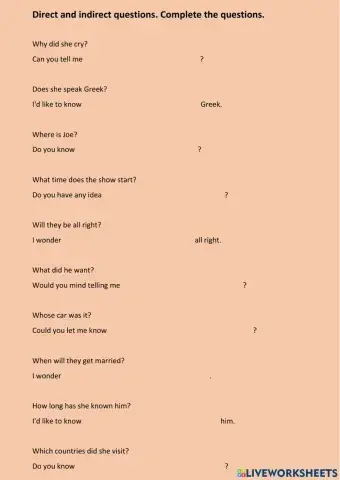 Direct and Indirect questions