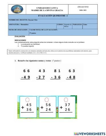 Final quimestre matemática