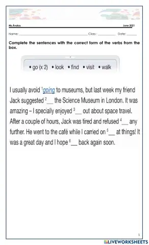 4to medio. infinitive or gerund