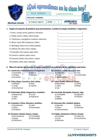 Prac, campo semantico