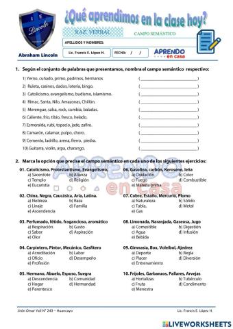 Prac, campo semantico