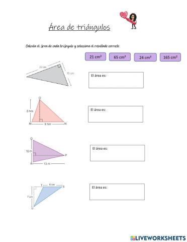 Áreas de triángulos