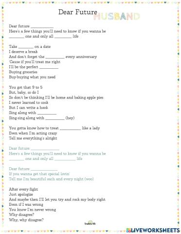 Dear Future Husband -Song