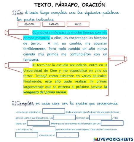 Texto, párrafo, oración