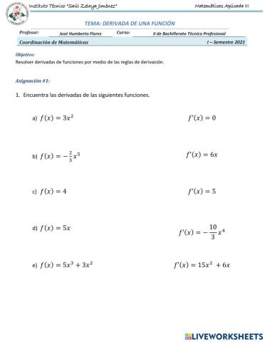 Cálculo de Derivadas