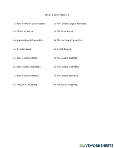 Jouer à - de, faire de (2)