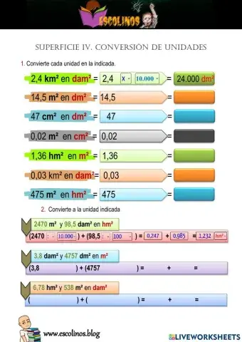 Superficie IV. Conversión de unidades de Superficie