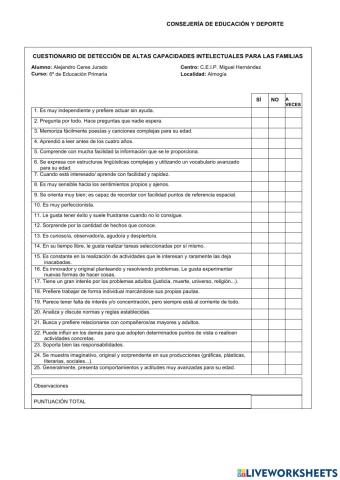 Test AACCII para l-s alumn-s de 6º