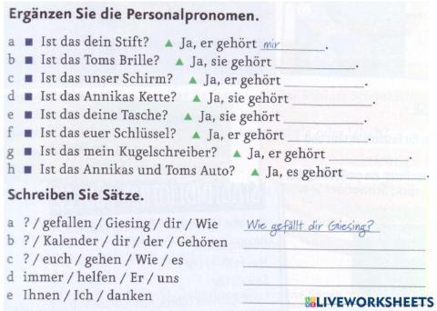 Personalpronomen im Dativ
