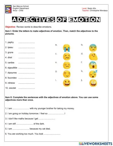 Adjectives of Emotion