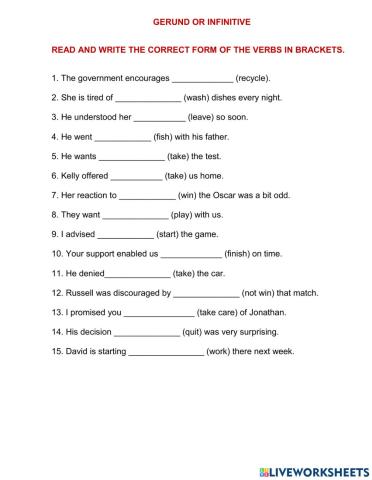 Gerund or infinitive 2