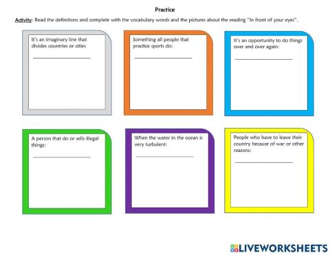 Vocabulary -In front of her eyes-