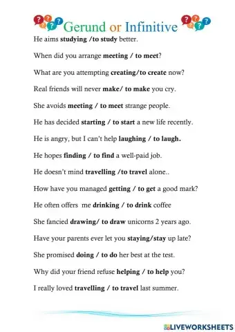 Gerund or Infinitive 3