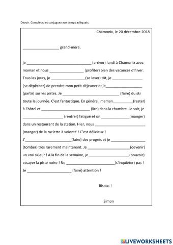 Ecrire une lettre de vacances 2