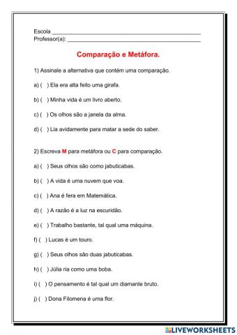 Comparação e Metáfora