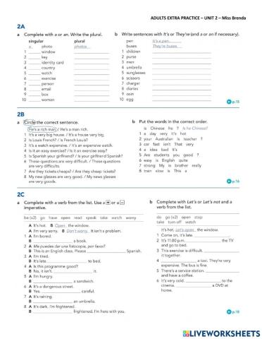 Extra grammar practice - unit 2
