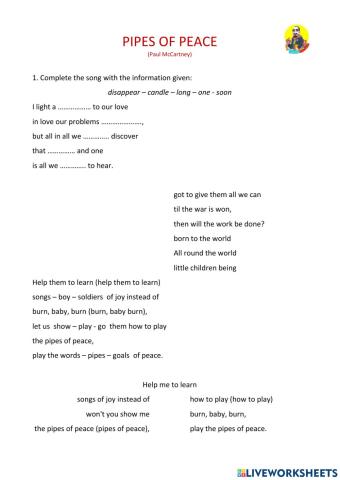 Pipes of peace. Song.