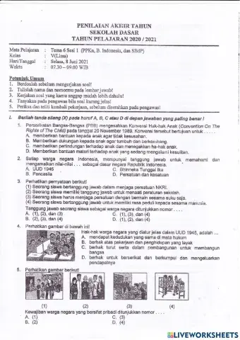 PAT T6S1 kelas 5 SELASA, 8 JUNI 2021