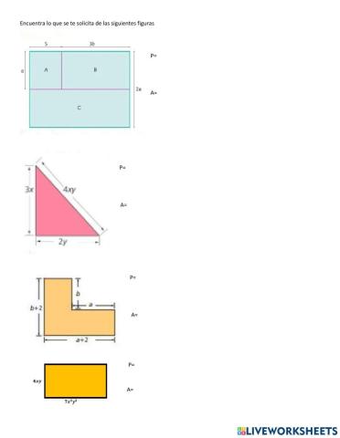 Área y perímetro con expresiones algebraicas