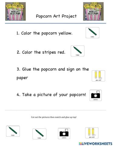 Popcorn art worksheet