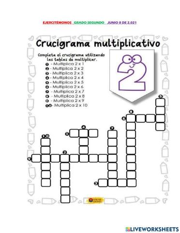 Crucigrama tabla del dos